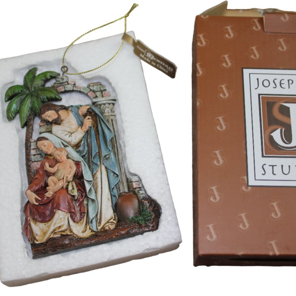 Josephs Studio Holy Family Jesus Mary Christmas Tree Ornament Holiday Tag Box